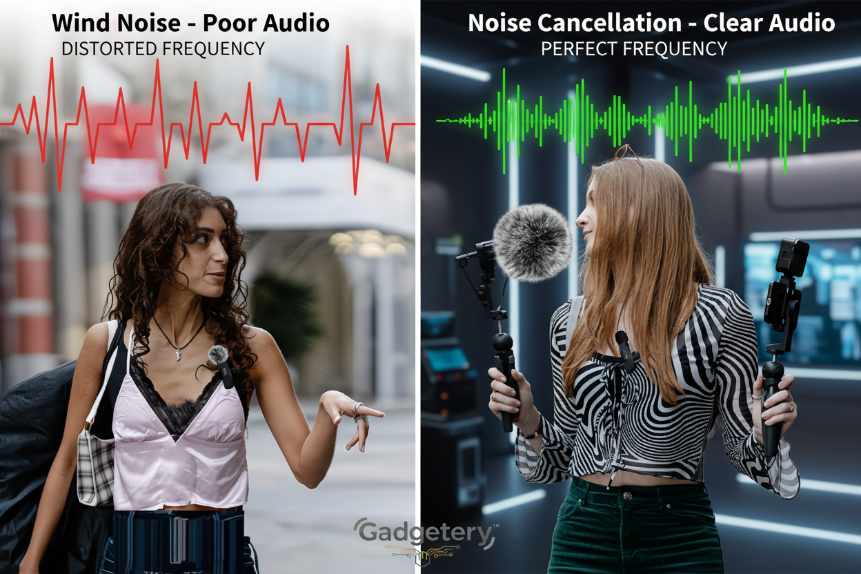 Two girls with audio comparison